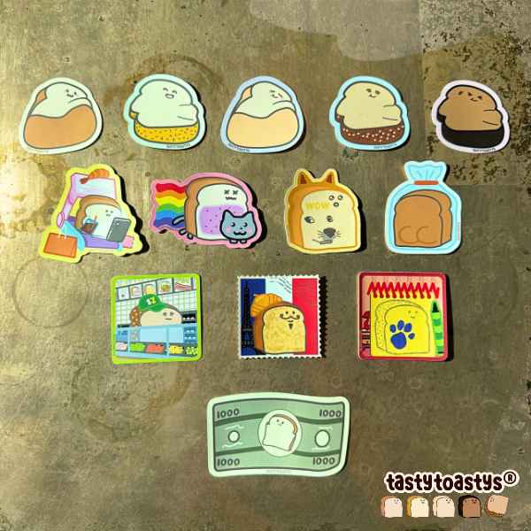 Funny Tasty Toastys Waterproof Vinyl Stickers