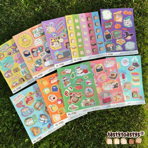 A5 Waterproof Tasty Toastys Sticker Sheets