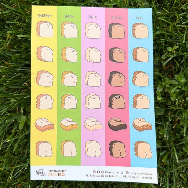 A5 Waterproof Tasty Toastys Sticker Sheets